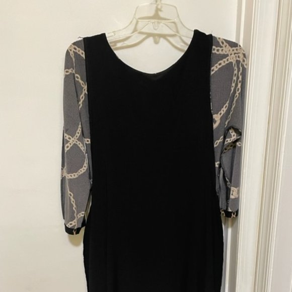 Ralph Lauren Black and Gold Chain Print Long Sleeve Dress - Picture 3 of 5
